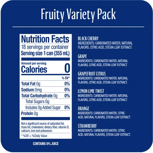 Zevia Zero Sugar, 0 Calorie, Caffeine-Free Soda Pop, Fruit Variety Pack, 12 fl oz, 18 Pack Cans thumbnail 3