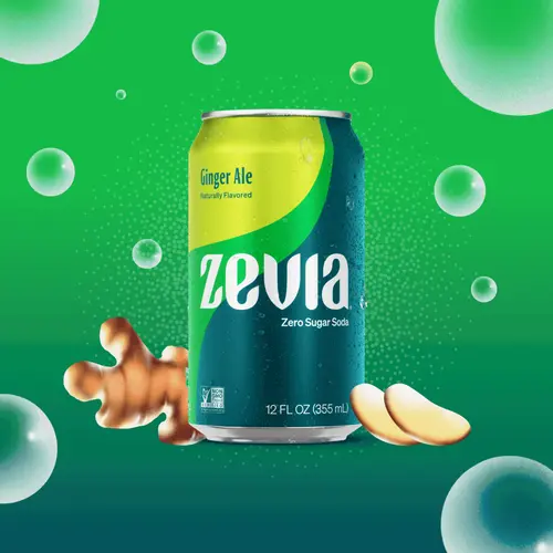 Zevia Zero Sugar Ginger Ale Soda Pop, 12 fl oz, 24 Pack of Cans thumbnail 4