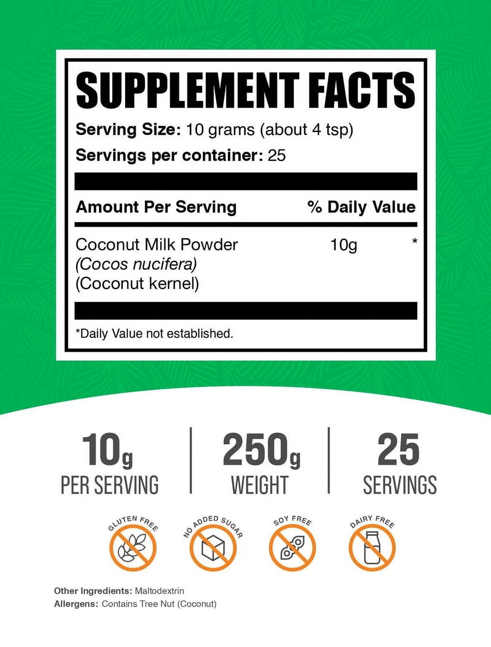 BulkSupplements Coconut Milk Powder - 10g per Serving - 250 Grams (8.8 oz) - 25 Servings thumbnail 2