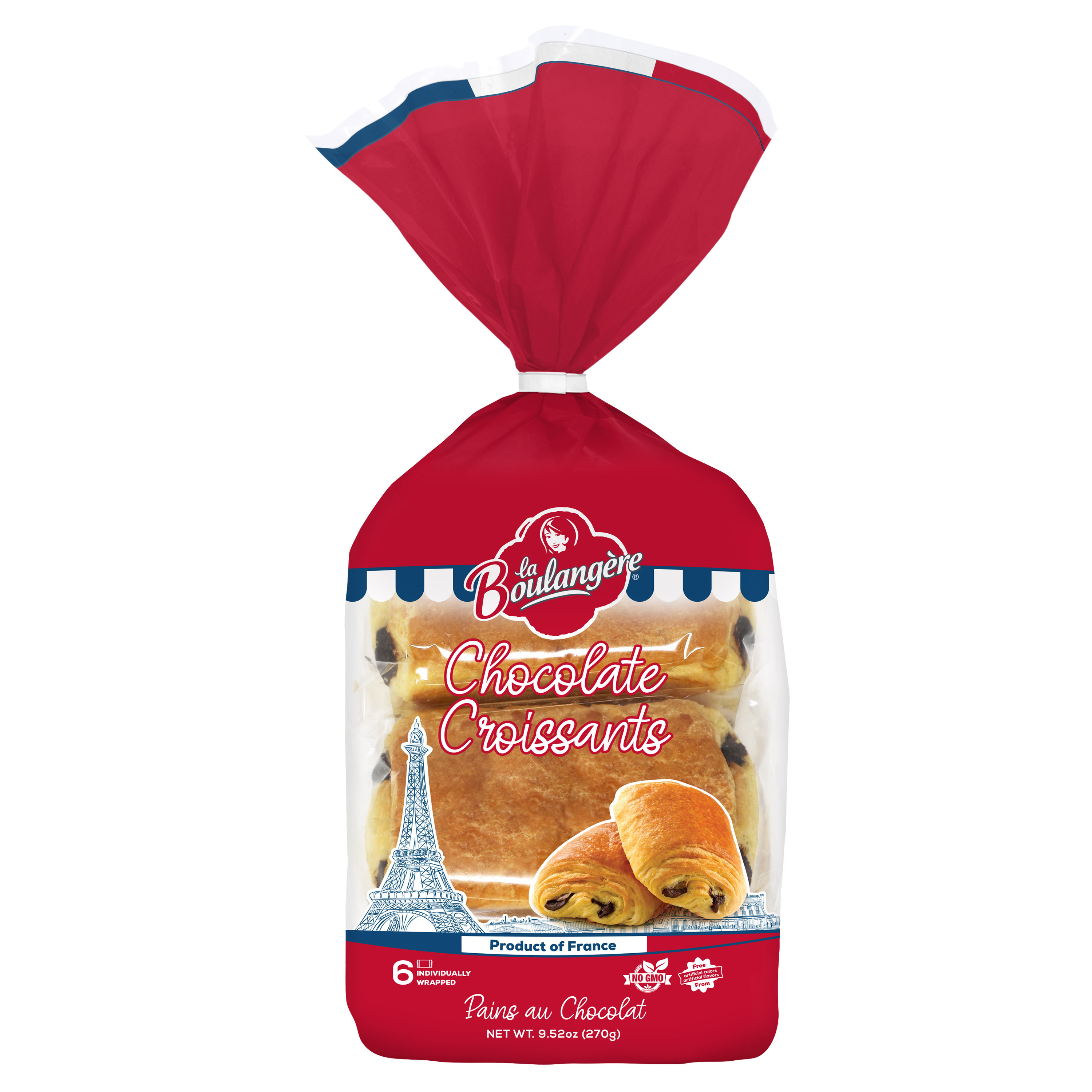 La Boulangere Chocolate Croissants, Regular, Shelf Stable/Ambient, Bag, Non GMO, 9.52 oz., 6 Count thumbnail 2