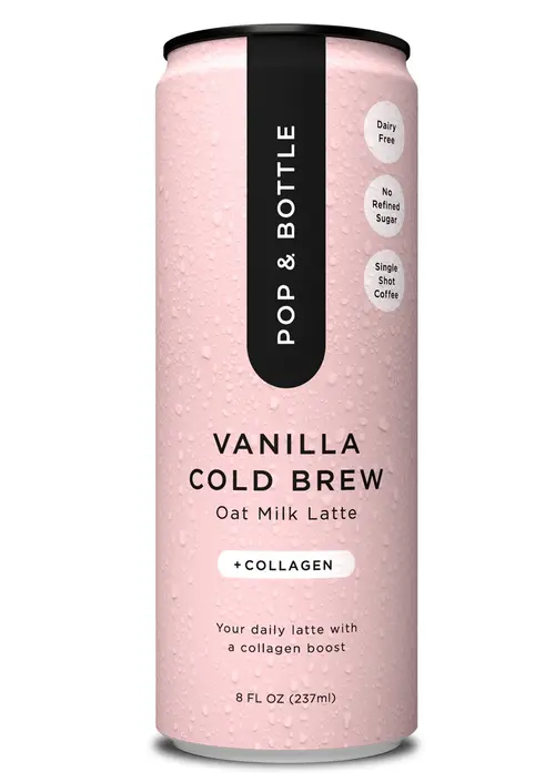 Pop & Bottle Vanilla Oat Milk Latte + Collagen, Organic, Shelf-Stable/ Ambient, 8 fl oz