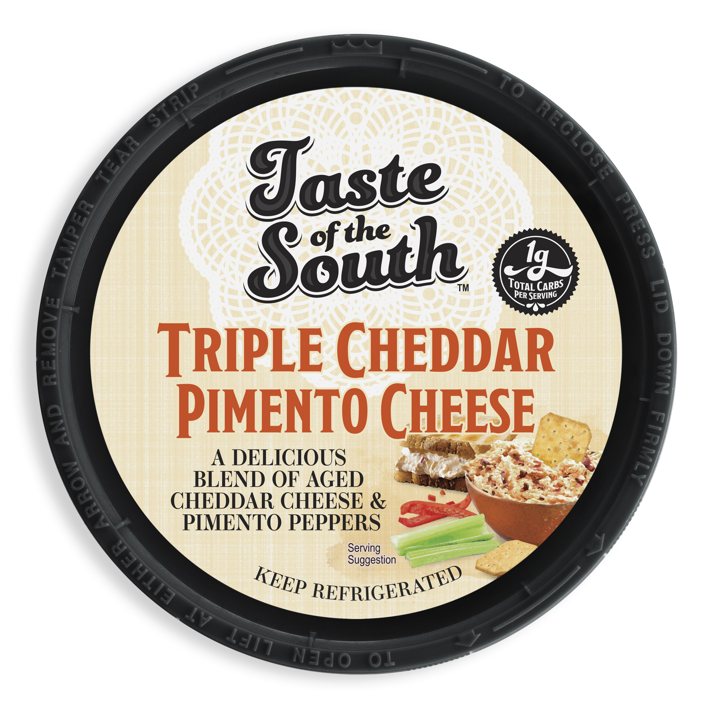Taste of the South Triple Cheddar Pimento Cheese, 10 oz (Tub, Spread, Refrigerated) thumbnail 2