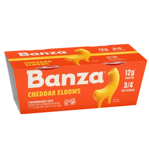 Banza Elbows & Cheddar Microwave Mac & Cheese Cups - High Protein, Gluten Free, Shelf-Stable Dinner, 4.2oz thumbnail 2