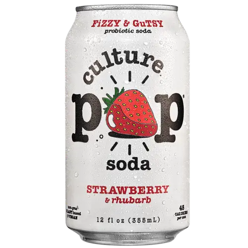 Culture Pop Soda Strawberry Rhubarb, Probiotic Soda, 12 fl oz