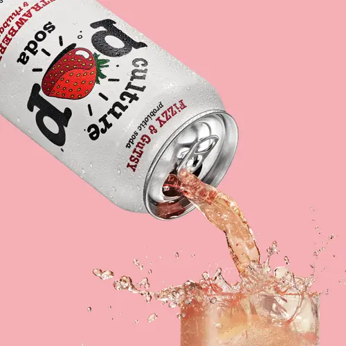 Culture Pop Soda Strawberry Rhubarb, Probiotic Soda, 12 fl oz thumbnail 2