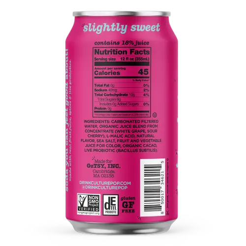 Culture Pop Soda Black Cherry, Probiotic Soda, 12fl oz thumbnail 3