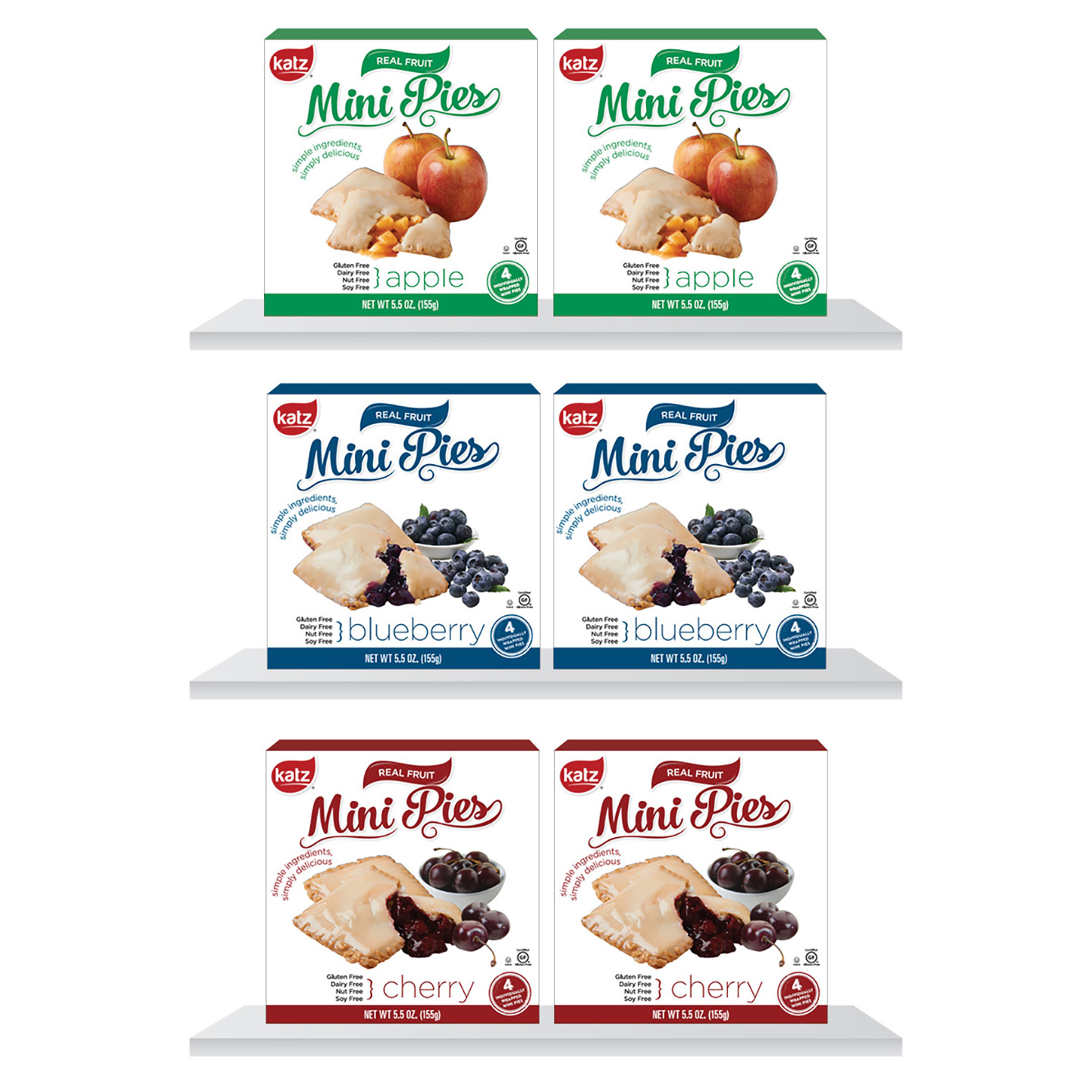 Katz Gluten Free Mini Pies | Gluten Free, Dairy Free, Nut Free, Soy Free, Kosher| 6 Pack