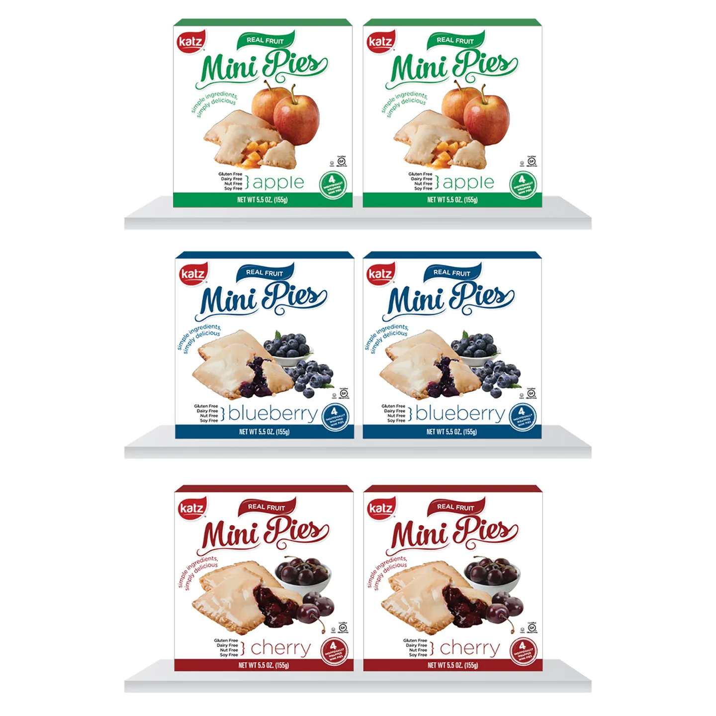 Katz Gluten Free Mini Pies | Gluten Free, Dairy Free, Nut Free, Soy Free, Kosher| 6 Pack