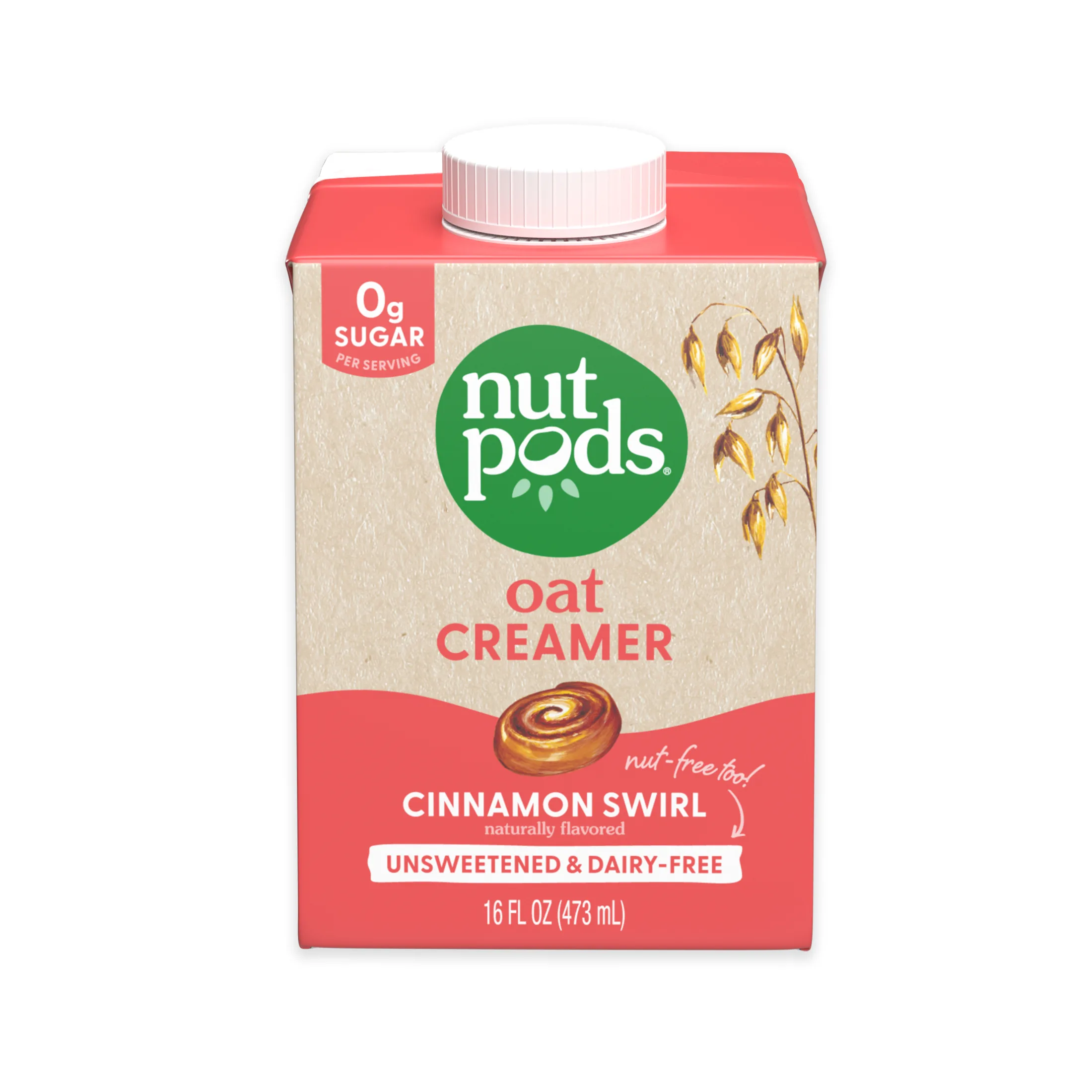 nutpods Oat Cinnamon Swirl Unsweetened Dairy Free Shelf Stable Creamer, 16 oz