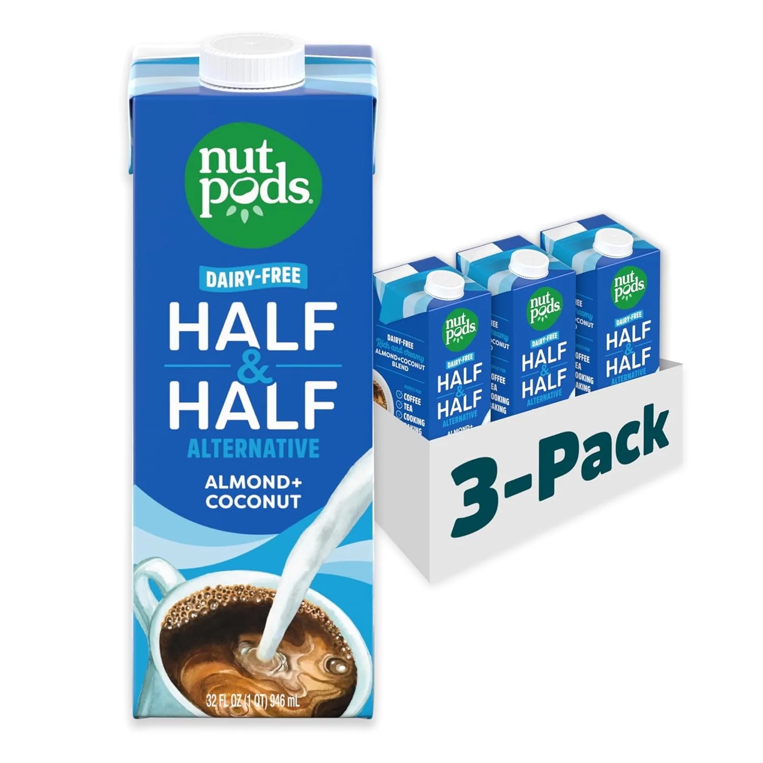 nutpods Half & Half Dairy-Free Coffee Creamer 32oz 3-pack