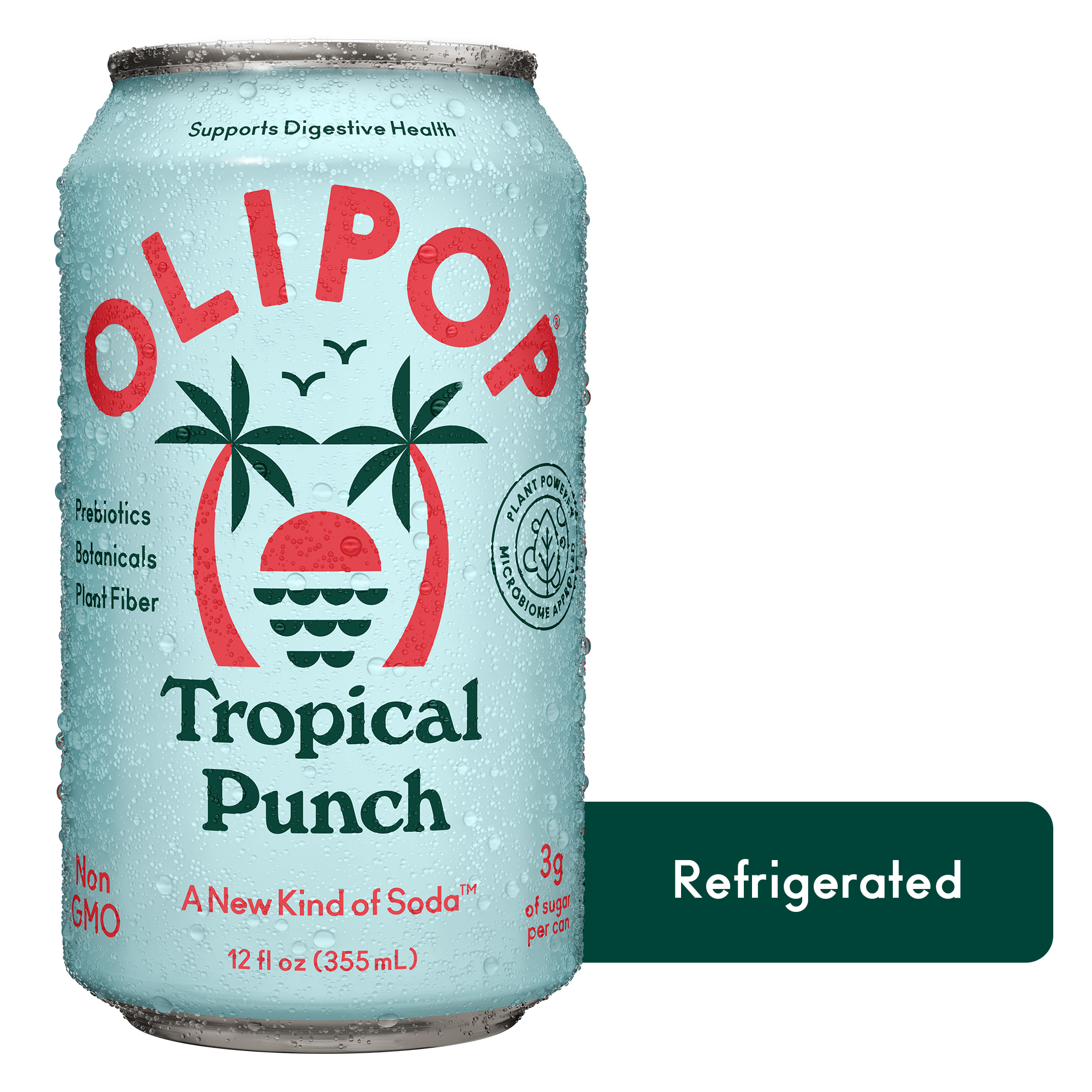 OLIPOP Prebiotic Soda, Tropical Punch, 12 fl oz