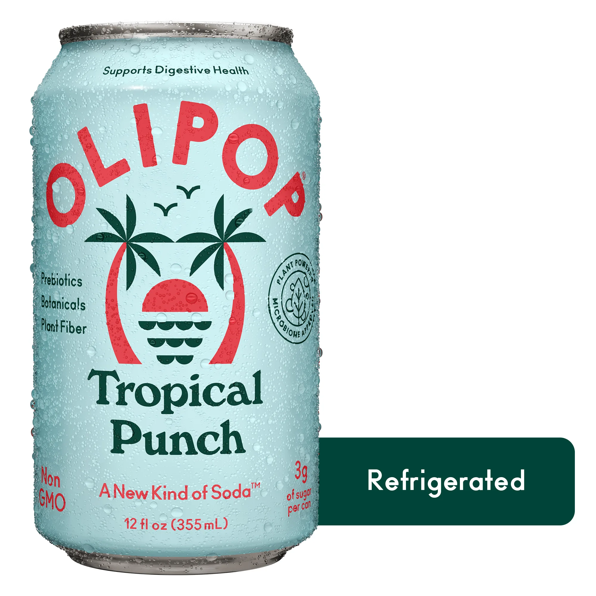 OLIPOP Prebiotic Soda, Tropical Punch, 12 fl oz