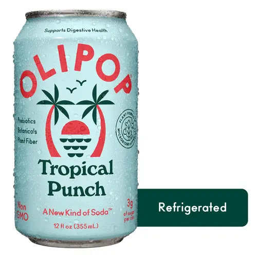 OLIPOP Prebiotic Soda, Tropical Punch, 12 fl oz
