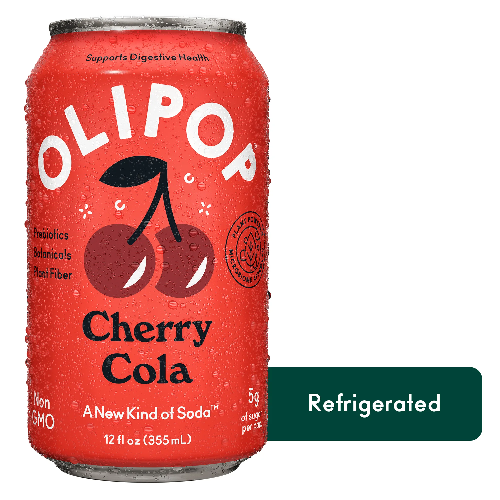 OLIPOP Prebiotic Soda, Cherry Cola, 12 fl oz, Refrigerated