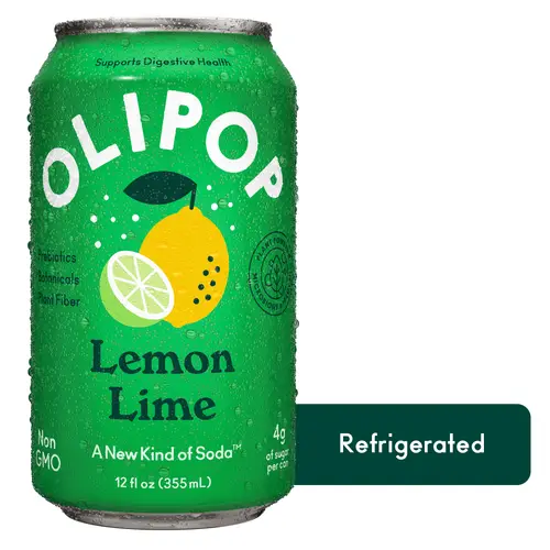 OLIPOP Prebiotic Soda, Lemon Lime, 12 fl oz, Refrigerated