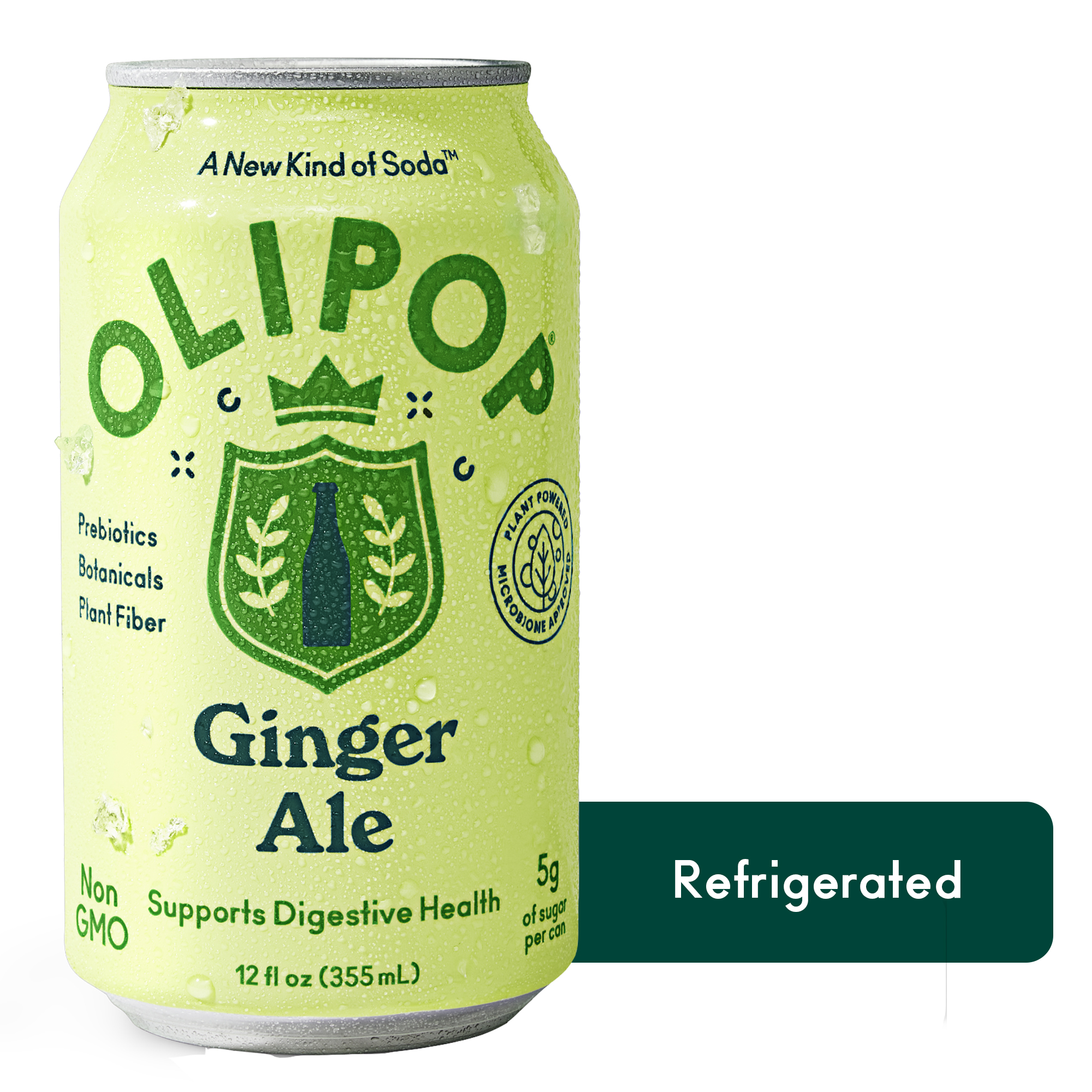 OLIPOP Prebiotic Soda, Ginger Ale, 12 fl oz, Refrigerated