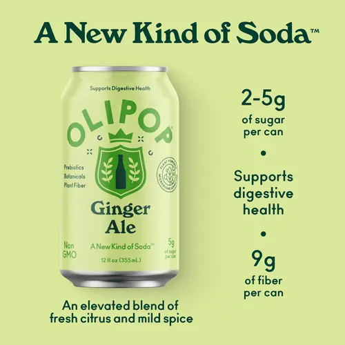 OLIPOP Prebiotic Soda, Ginger Ale, 12 fl oz, Refrigerated thumbnail 2