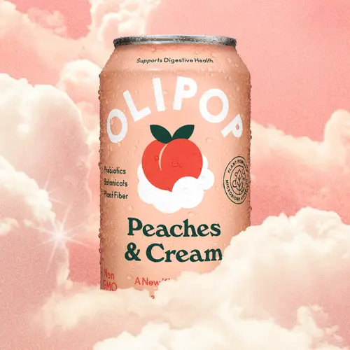 OLIPOP Prebiotic Soda, Peaches & Cream, 12 fl oz, Refrigerated thumbnail 3