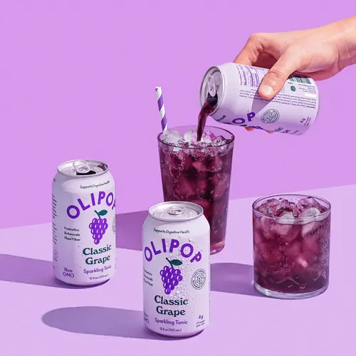 OLIPOP Prebiotic Soda, Classic Grape, 12 fl oz, 4 Pack, Pantry Packs thumbnail 3