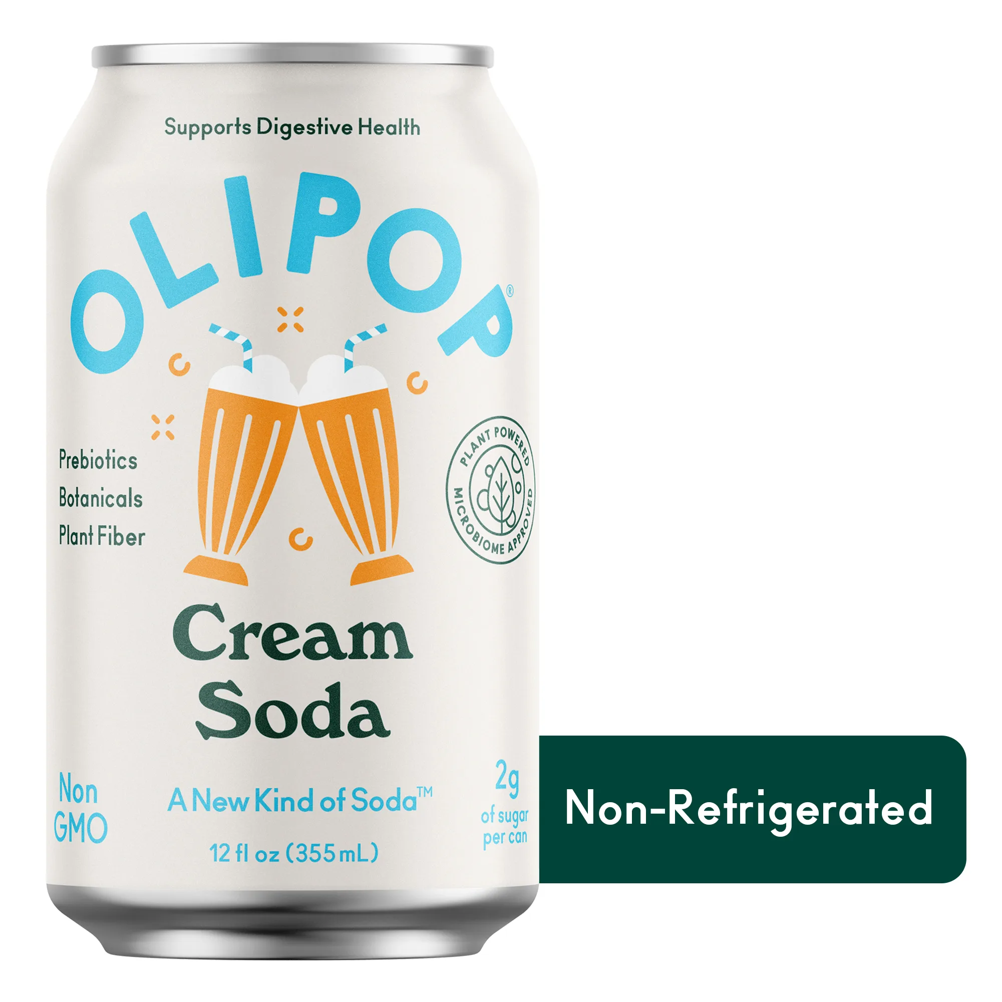 OLIPOP Prebiotic Soda, Cream Soda, 12 fl oz, 4 Pack, Pantry Packs