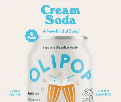 OLIPOP Prebiotic Soda, Cream Soda, 12 fl oz, 4 Pack, Pantry Packs thumbnail 2