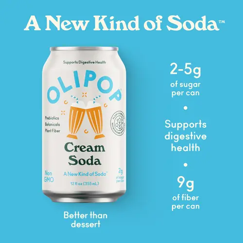 OLIPOP Prebiotic Soda, Cream Soda, 12 fl oz, 4 Pack, Pantry Packs thumbnail 3