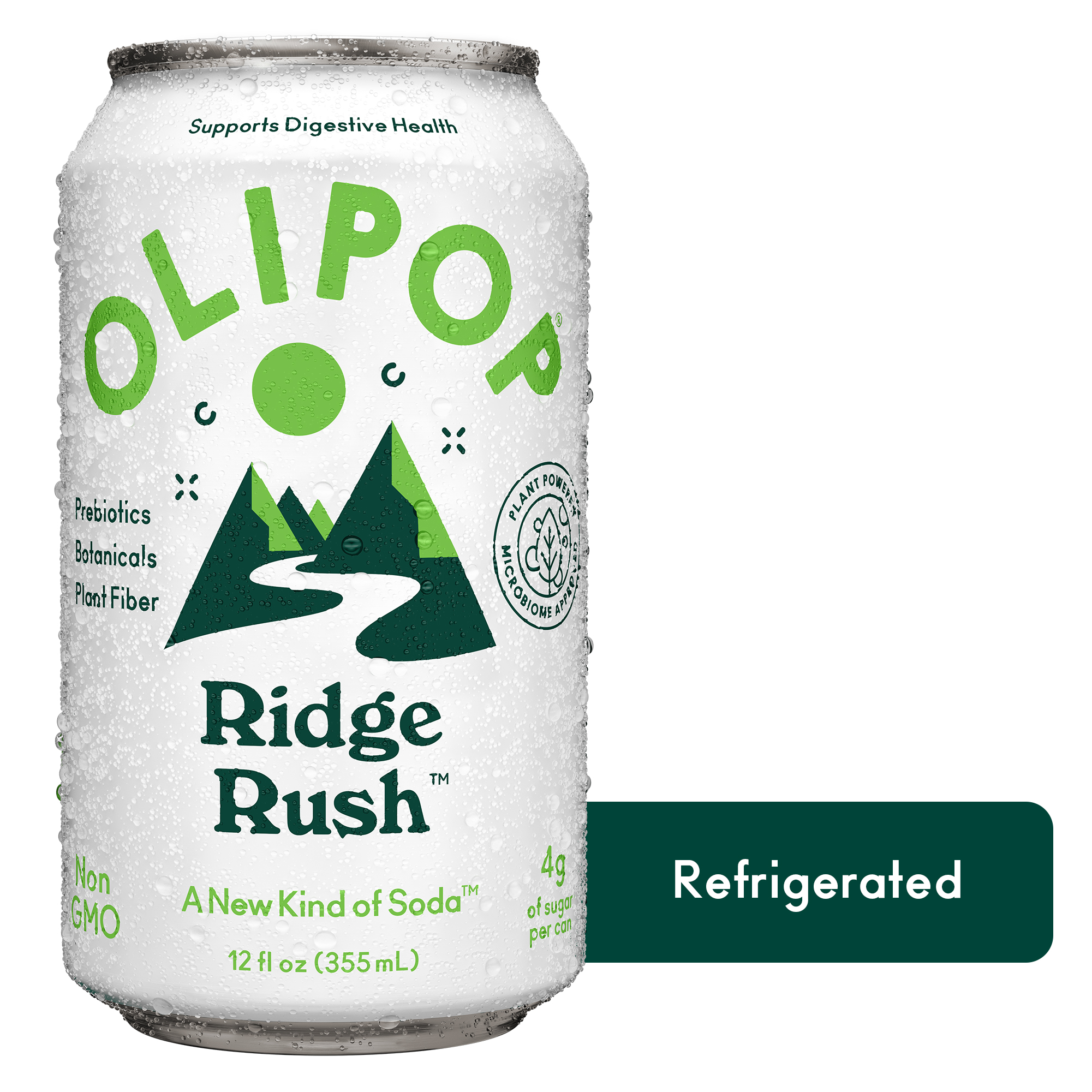 OLIPOP Prebiotic Soda, Ridge Rush, 12 fl oz, Refrigerated