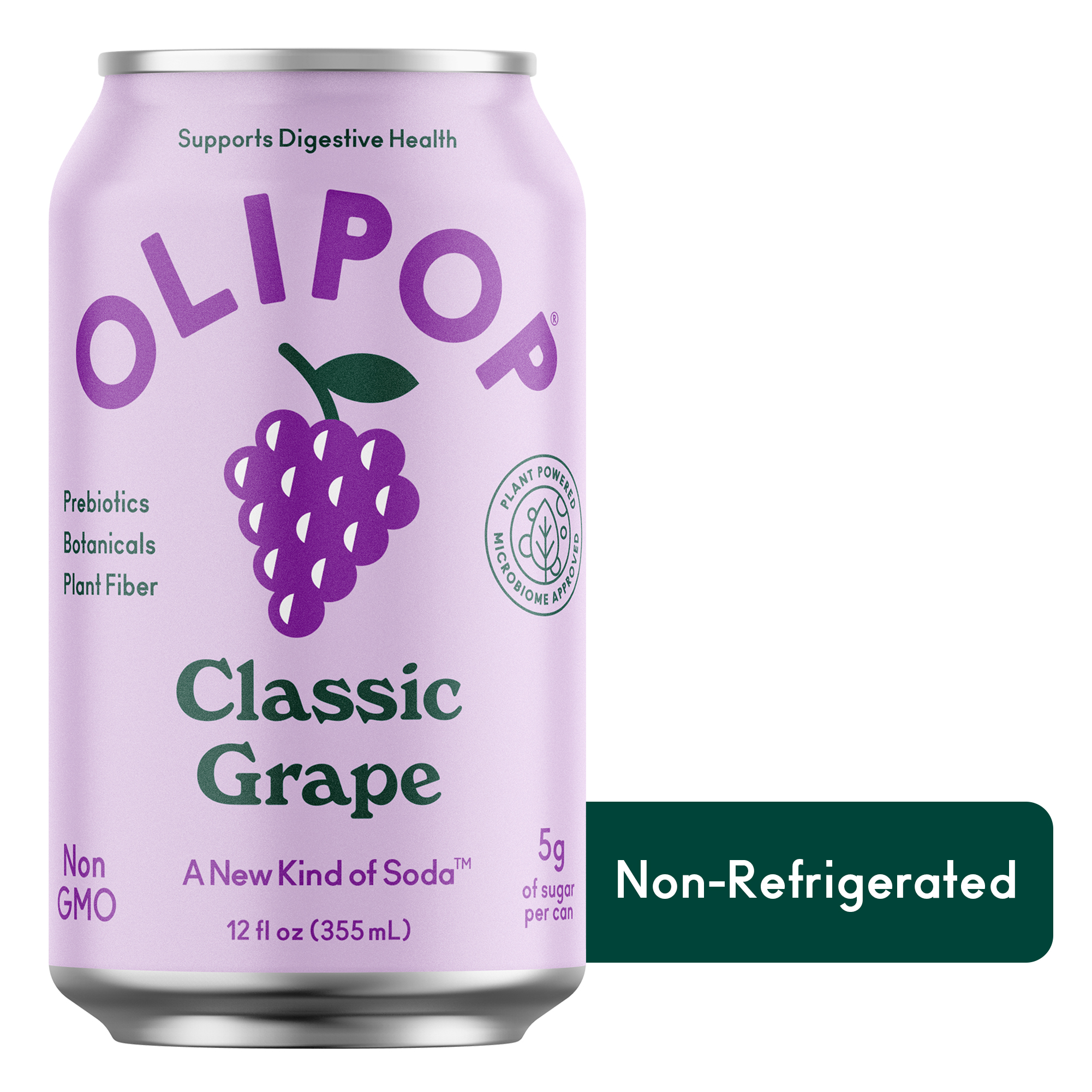 OLIPOP Prebiotic Soda, Classic Grape, 12 fl oz, Pantry Packs