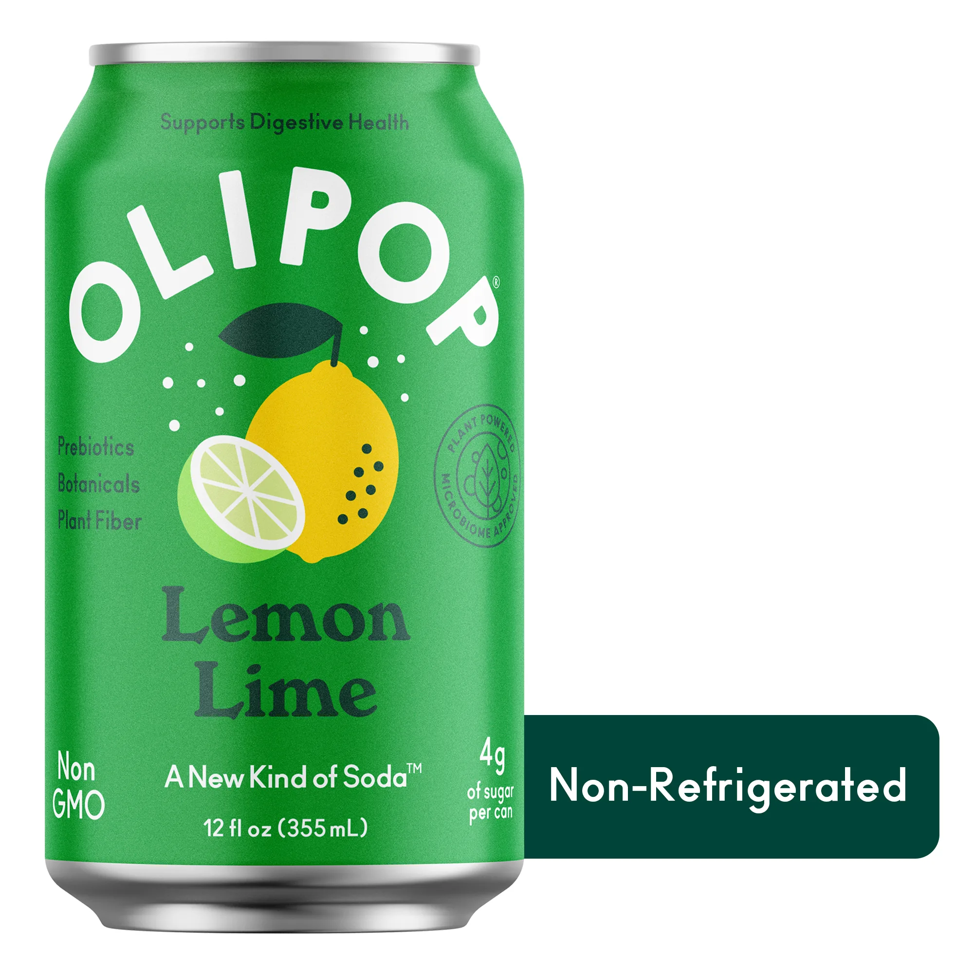 OLIPOP Prebiotic Soda, Lemon Lime, 12 fl oz, Pantry Packs