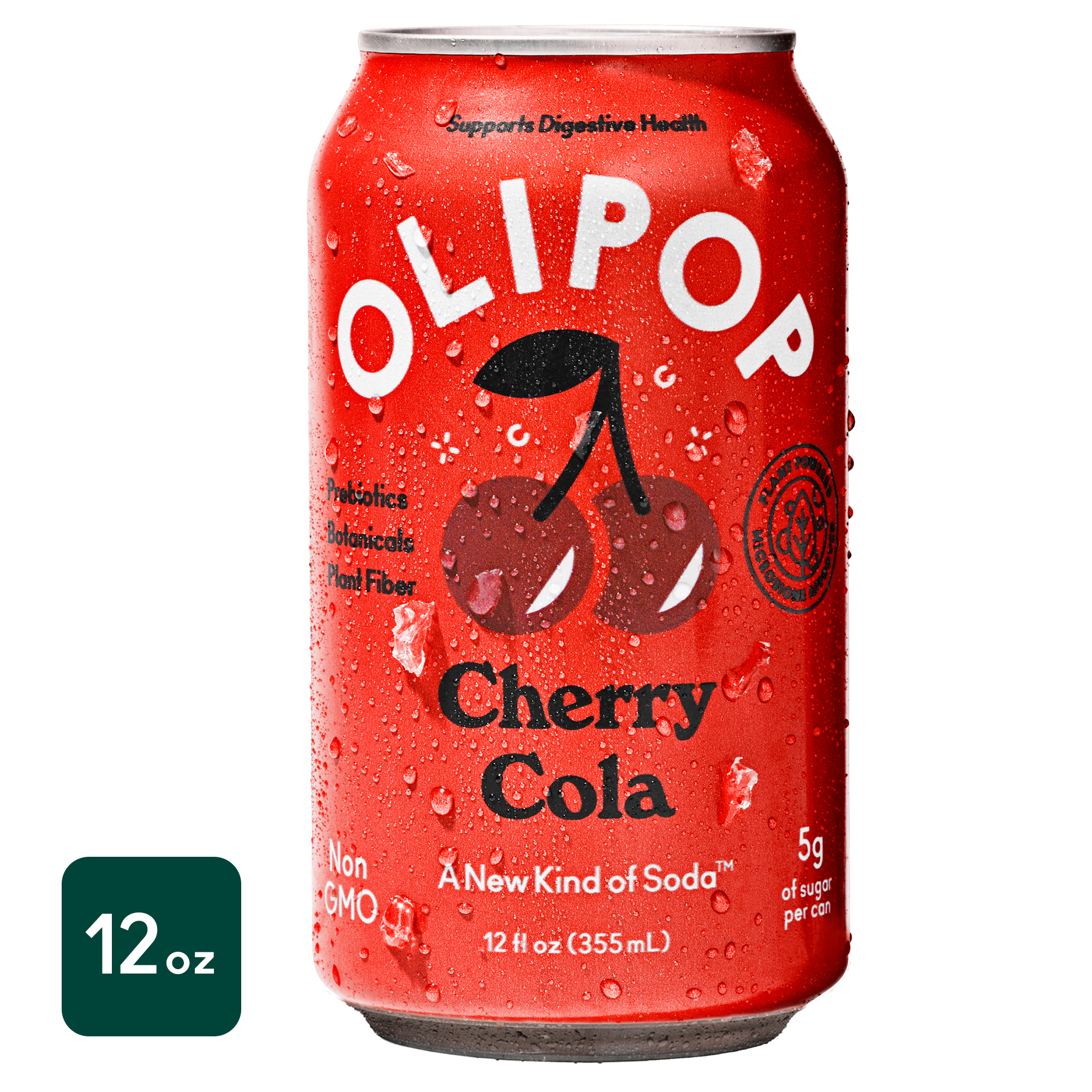 OLIPOP Prebiotic Soda, Cherry Cola, 12 fl oz, 4 Pack, Pantry Packs thumbnail 2