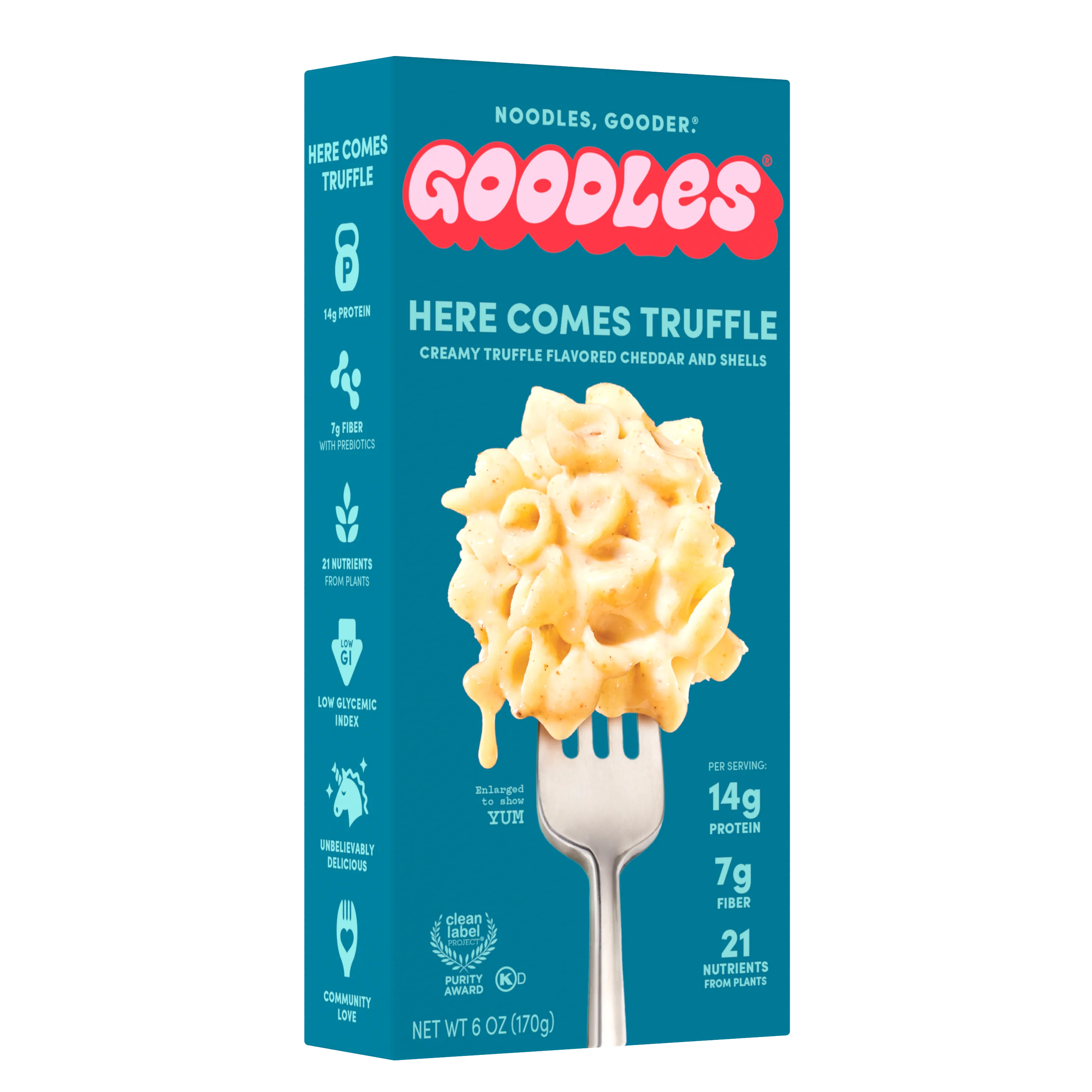 Goodles Mac & Cheese Here Comes Truffle, Creamy Black Truffle Cheddar, Shells, Shelf-Stable, 6 oz