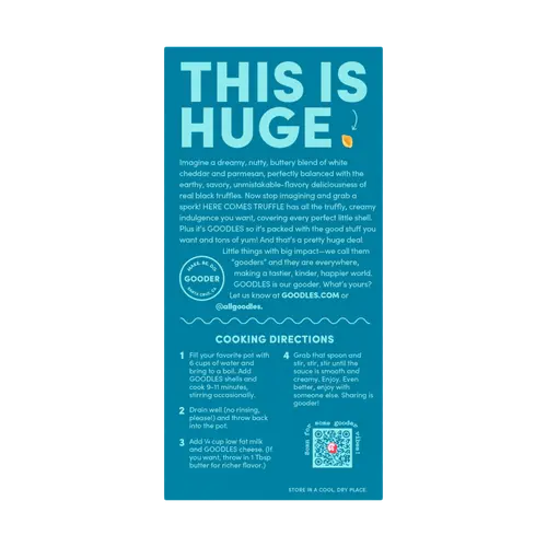 Goodles Mac & Cheese Here Comes Truffle, Creamy Black Truffle Cheddar, Shells, Shelf-Stable, 6 oz thumbnail 3