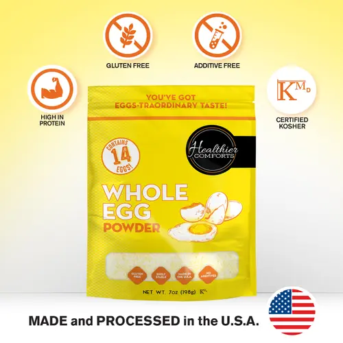 Healthier Comforts Whole Egg Powder 21oz | Pasteurized, Ready to Eat | Gluten Free, Made in USA | Perfect for Baking, Camping, H thumbnail 2