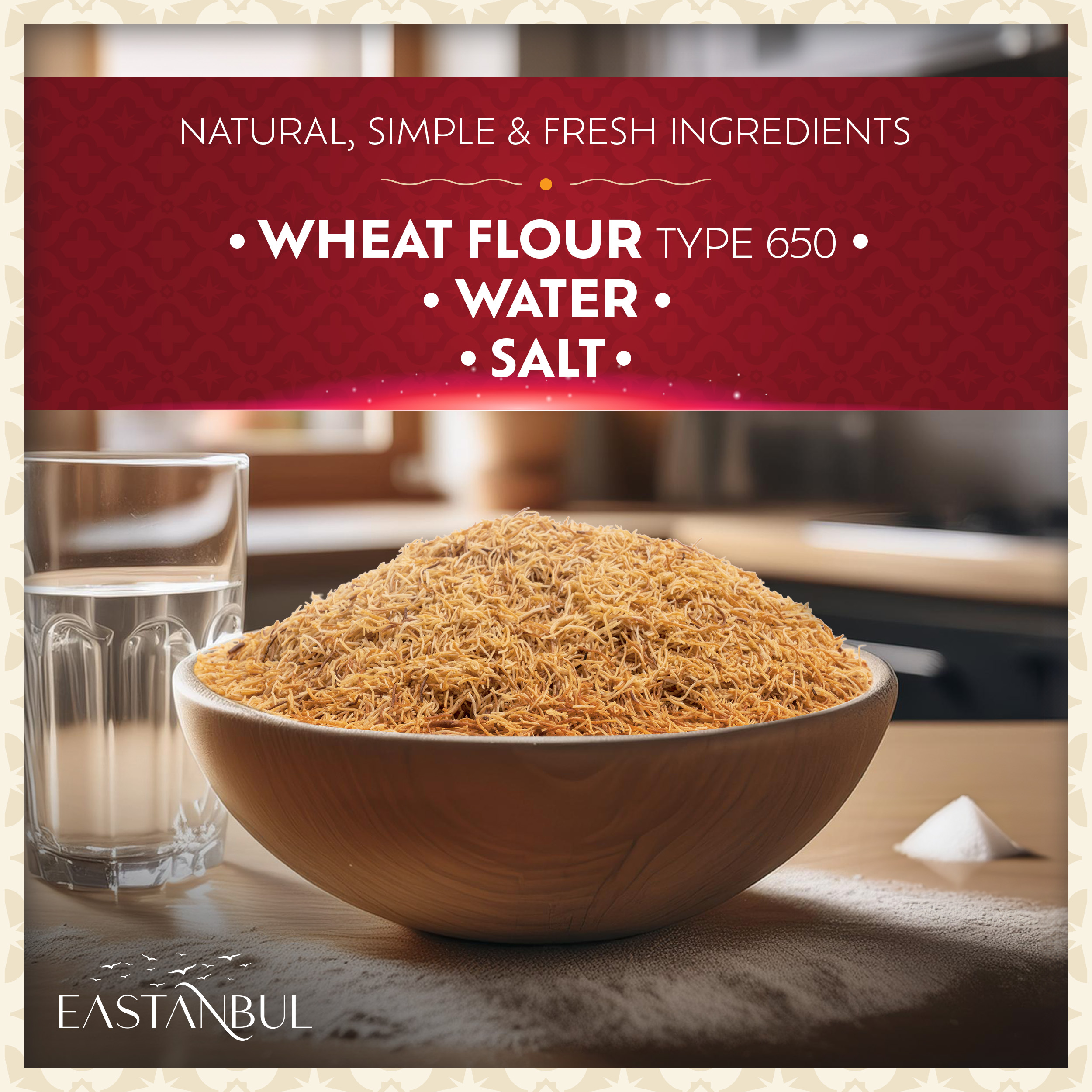 Eastanbul Baked & Shredded Kataifi for Dessert Filing, Shredded Fillo Dough, Kadayif Pastry Dough, Sprinkle, Filling, or Top thumbnail 2