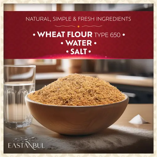 Eastanbul Baked & Shredded Kataifi for Dessert Filing, Shredded Fillo Dough, Kadayif Pastry Dough, Sprinkle, Filling, or Top thumbnail 2