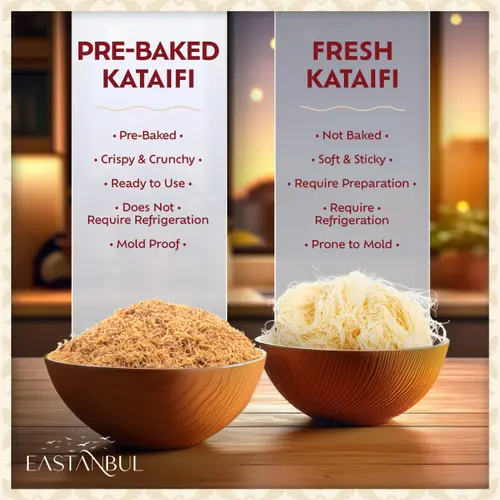 Eastanbul Baked & Shredded Kataifi for Dessert Filing, Shredded Fillo Dough, Kadayif Pastry Dough, Sprinkle, Filling, or Top thumbnail 3