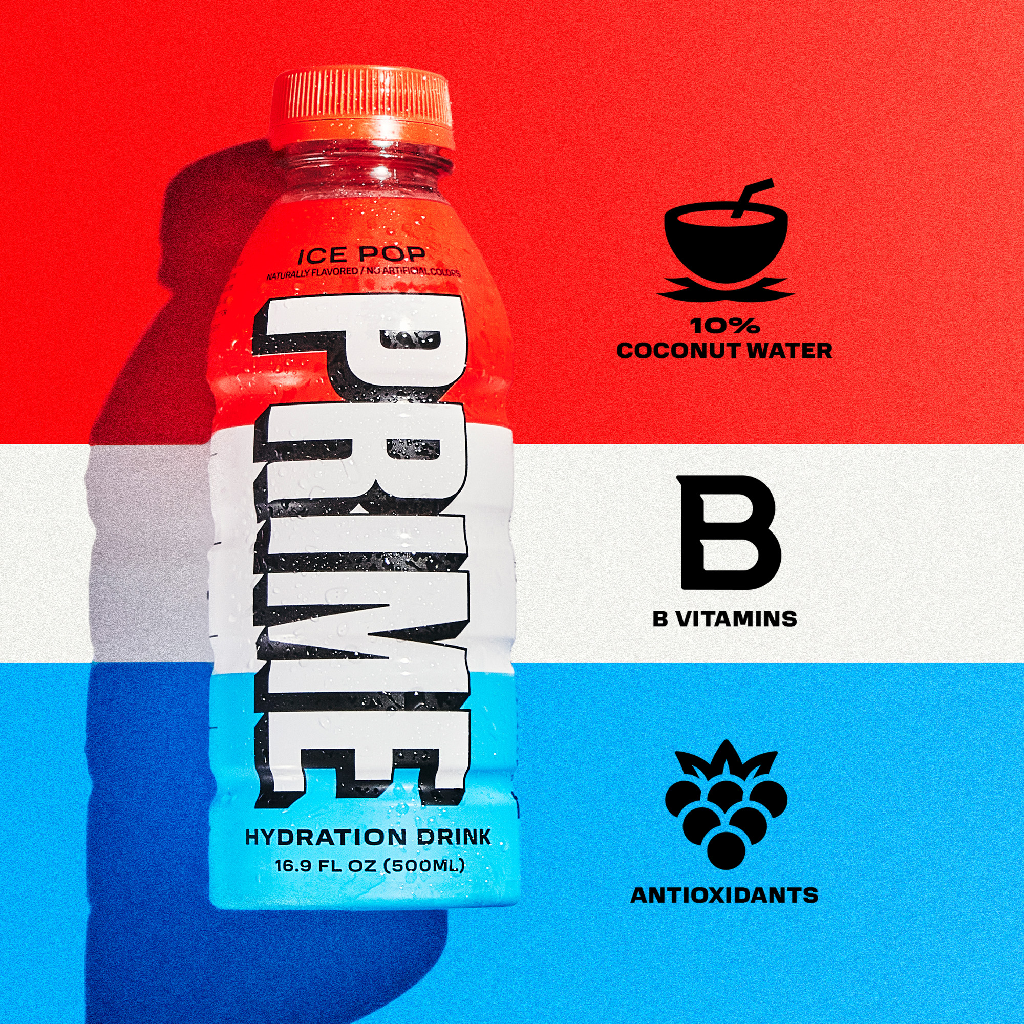 Prime Hydration Sports Drink, Ice Pop, 16.9 fl oz, Bottle thumbnail 4