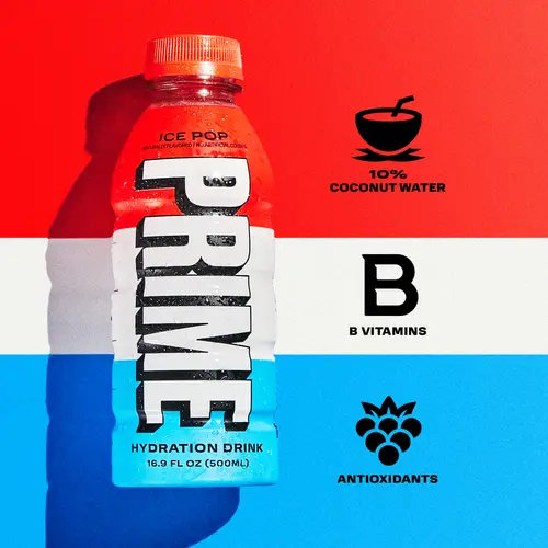 Prime Hydration Sports Drink, Ice Pop, 16.9 fl oz, Bottle thumbnail 4