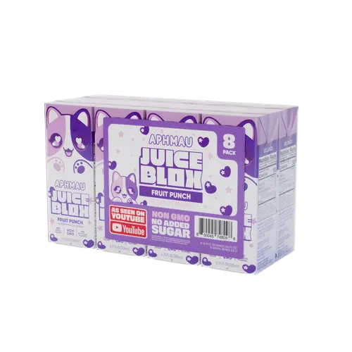 JuiceBlox Aphmau Fruit Punch Juice, 6.75 fl oz, 8 Count Boxes, Light