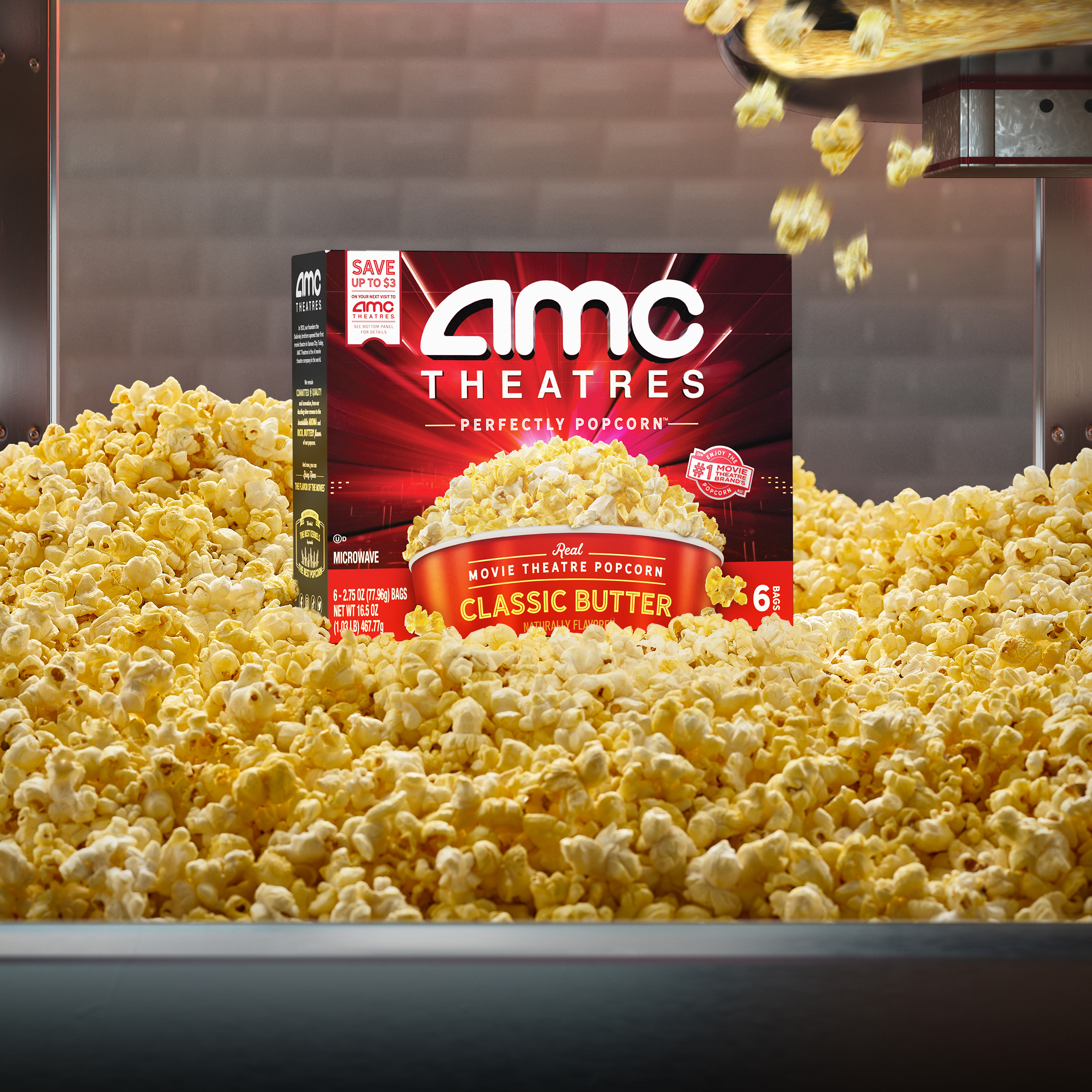 AMC Theatres Microwave Popcorn 6ct, Classic Butter thumbnail 2