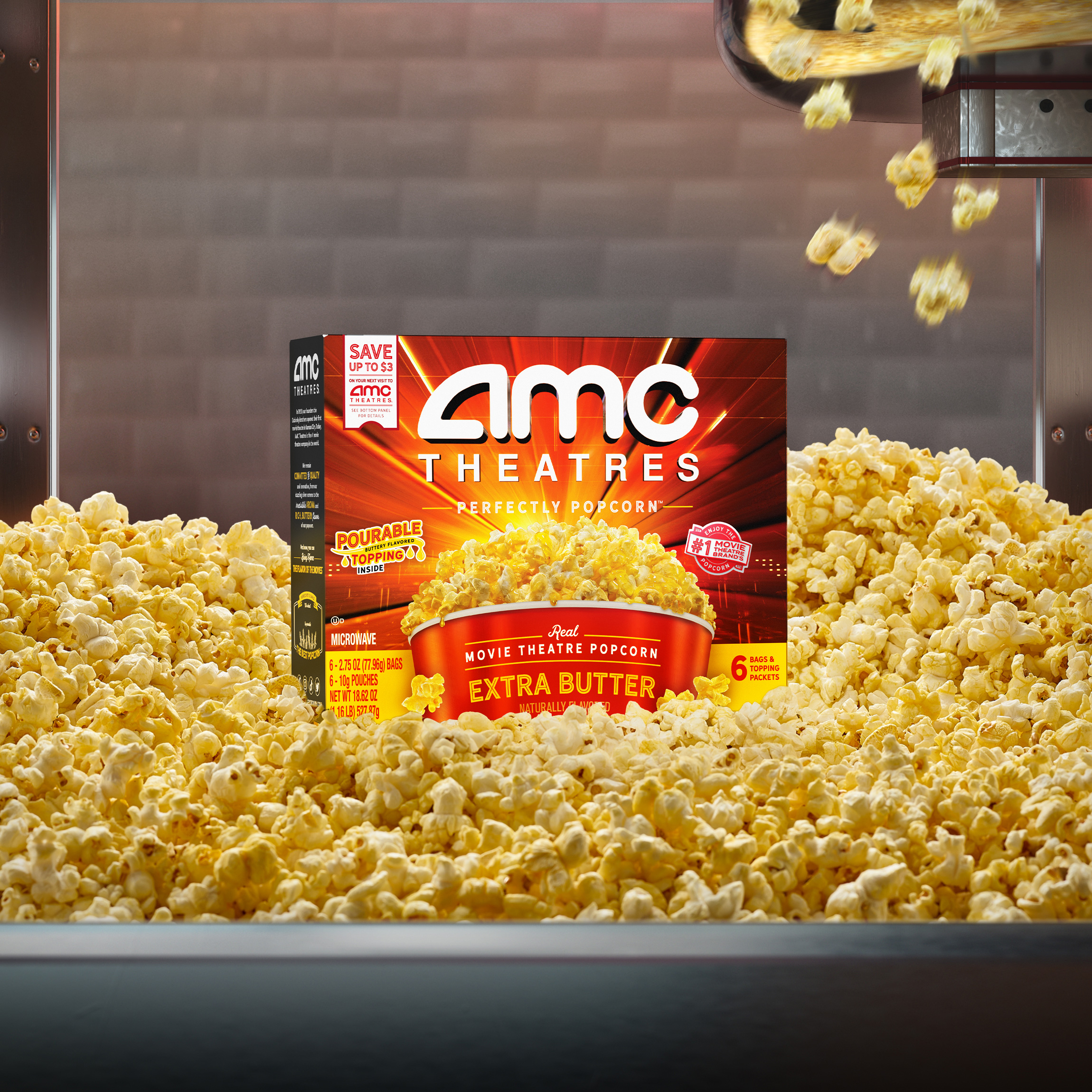 AMC Theatres Microwave Popcorn 6ct, Extra Butter thumbnail 2