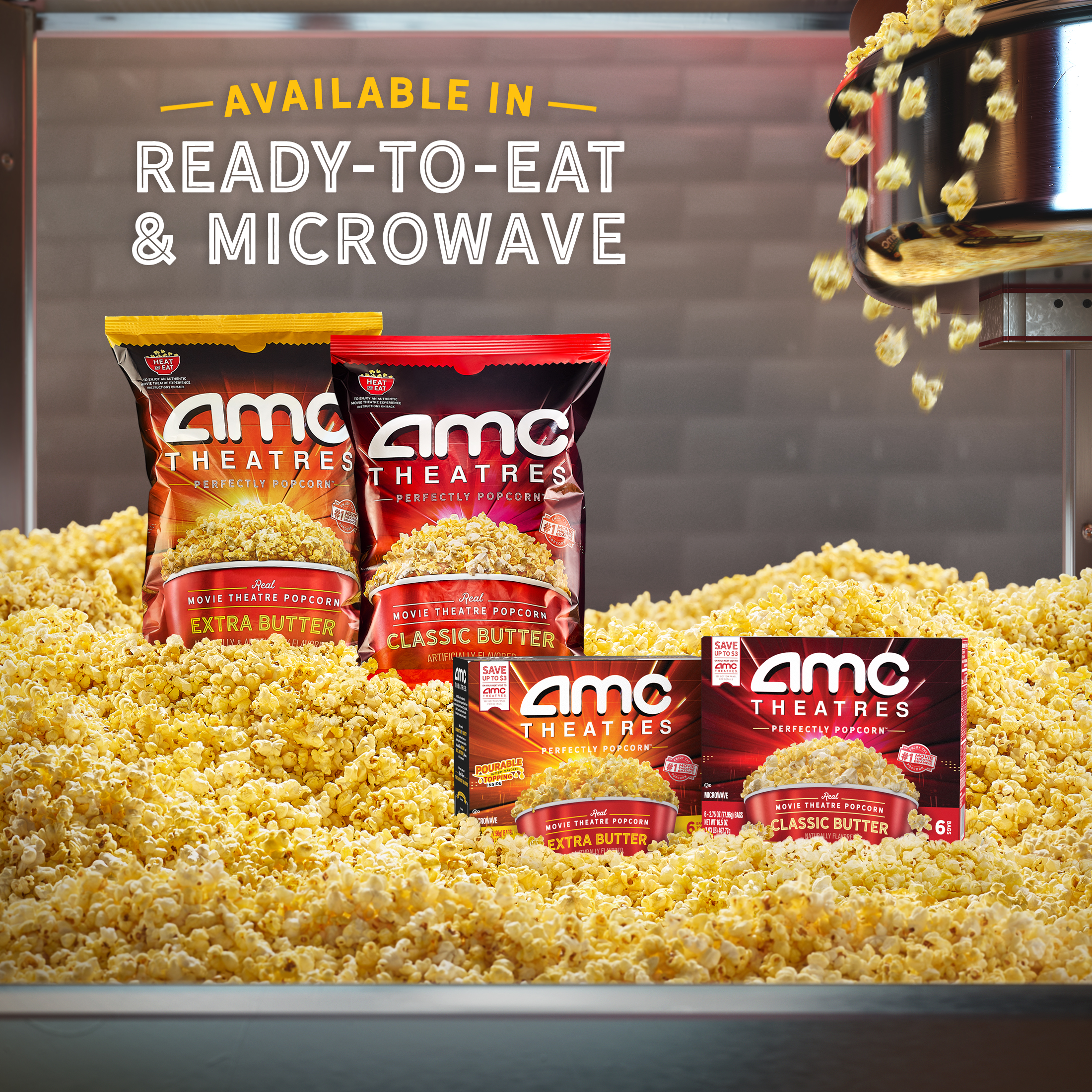 AMC Theatres Microwave Popcorn 6ct, Extra Butter thumbnail 3