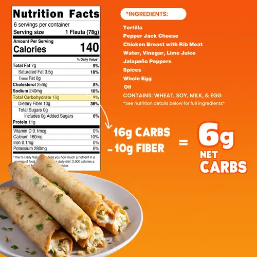 Realgood Foods Co. Chicken & Cheese Flautas, 6 Count, 16.5 oz (Refrigerated) thumbnail 2