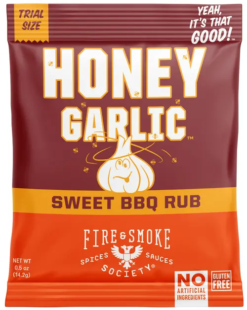 Fire & Smoke Society Honey Garlic BBQ Rub, BBQ Seasoning Mix, .5 oz Seasoning Packet