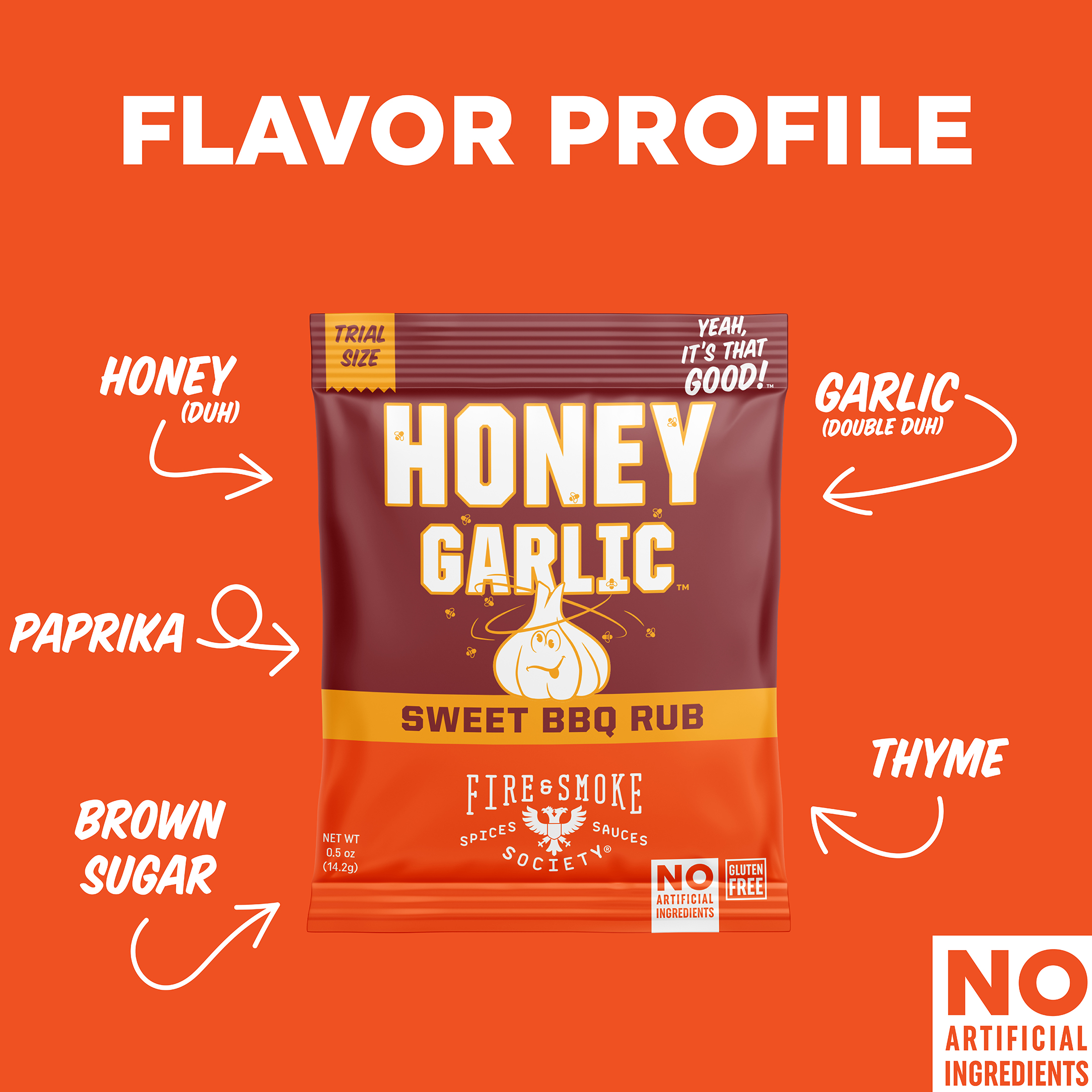 Fire & Smoke Society Honey Garlic BBQ Rub, BBQ Seasoning Mix, .5 oz Seasoning Packet thumbnail 2