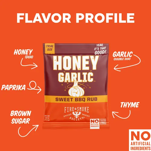 Fire & Smoke Society Honey Garlic BBQ Rub, BBQ Seasoning Mix, .5 oz Seasoning Packet thumbnail 2