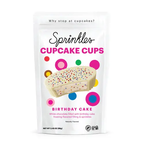 Sprinkles Premium Birthday Cake Cupcake Cups, 3.45oz Pouch, Gluten Free, White Chocolate