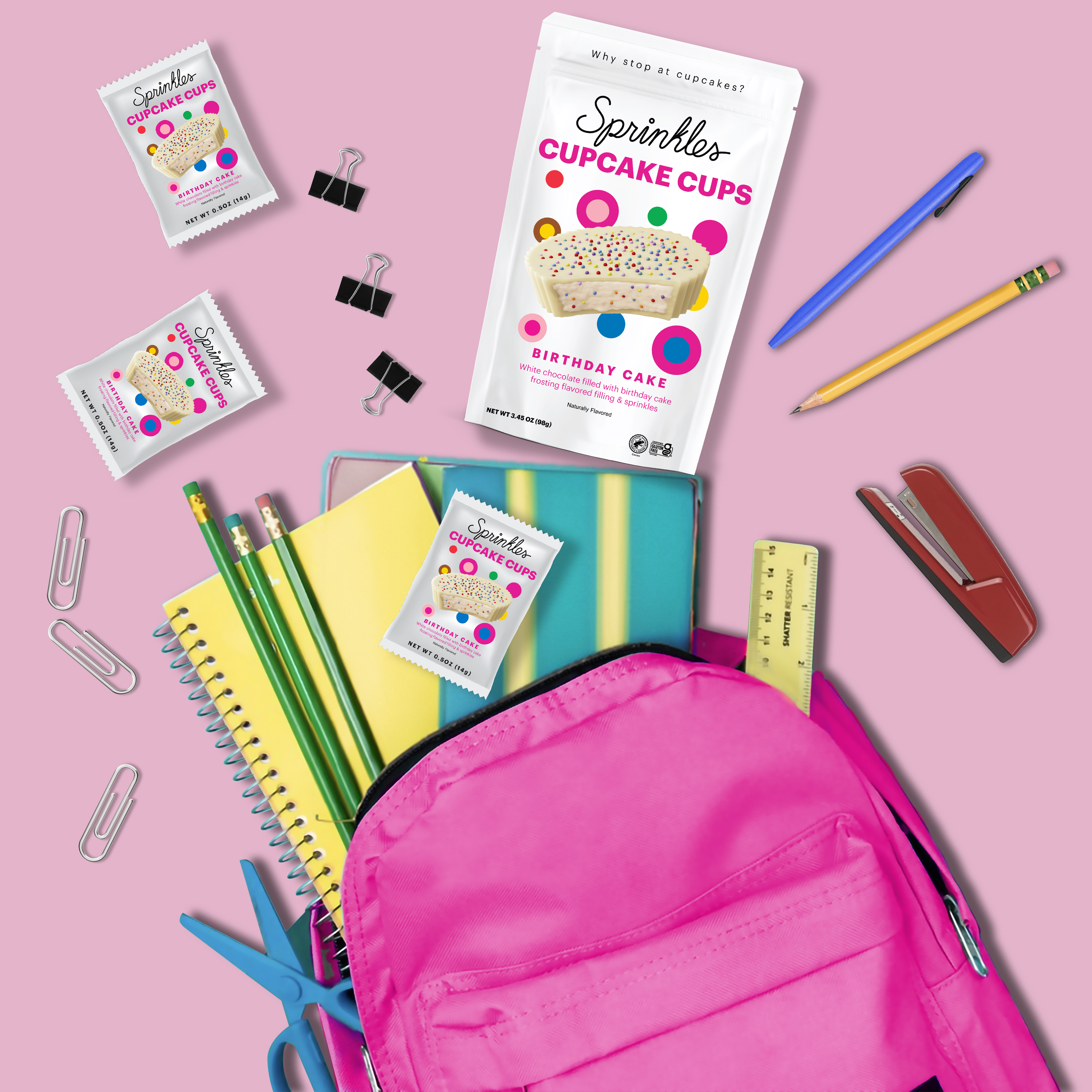 Sprinkles Premium Birthday Cake Cupcake Cups, 3.45oz Pouch, Gluten Free, White Chocolate thumbnail 2