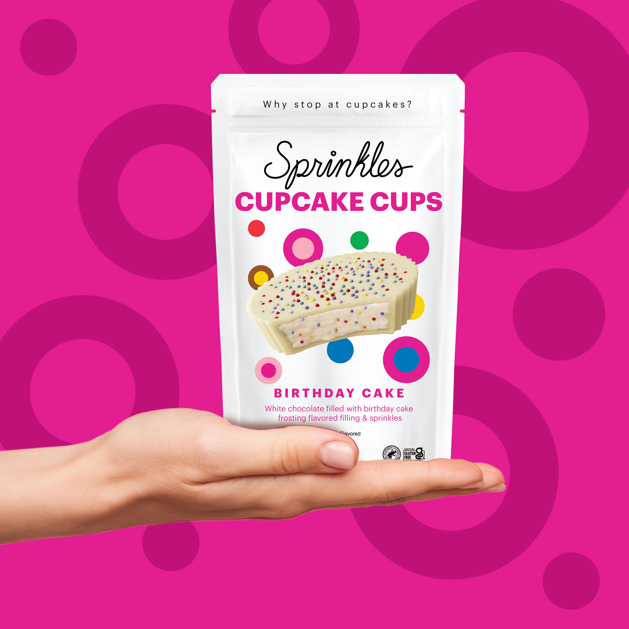 Sprinkles Premium Birthday Cake Cupcake Cups, 3.45oz Pouch, Gluten Free, White Chocolate thumbnail 3