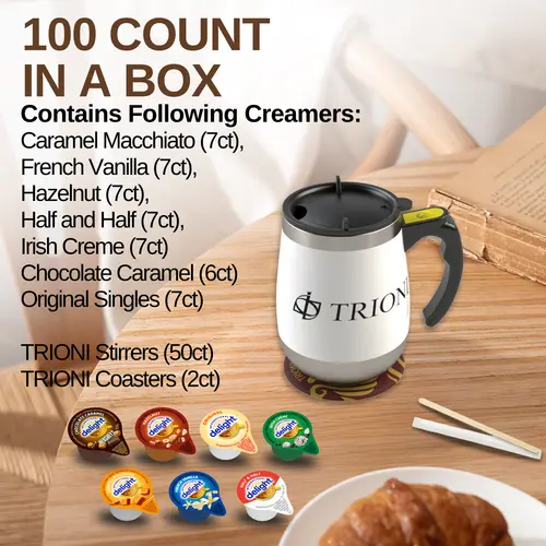 International Delight Coffee Creamer Singles, Hersheys Chocolate, Irish, and 5 more Flavors with Coasters & Stirrers - 100 t thumbnail 4